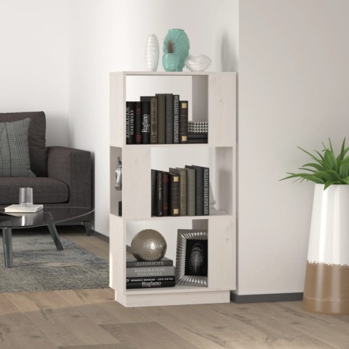 Libreria/Divisorio Bianco 51x25x101 cm Legno Massello di Pino