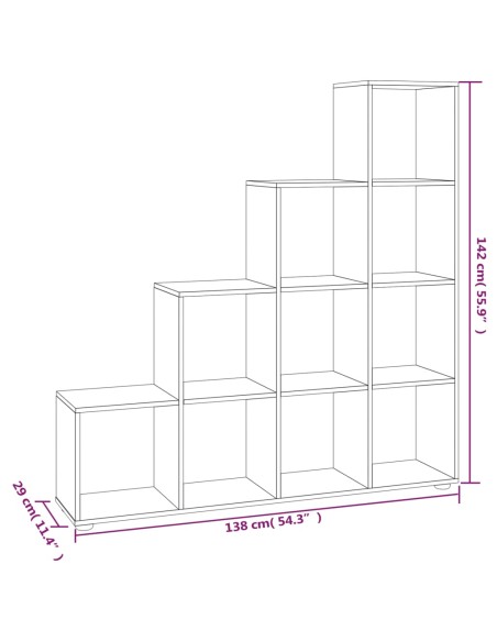 Libreria a Scala Grigio Cemento 142 cm in Legno Multistrato