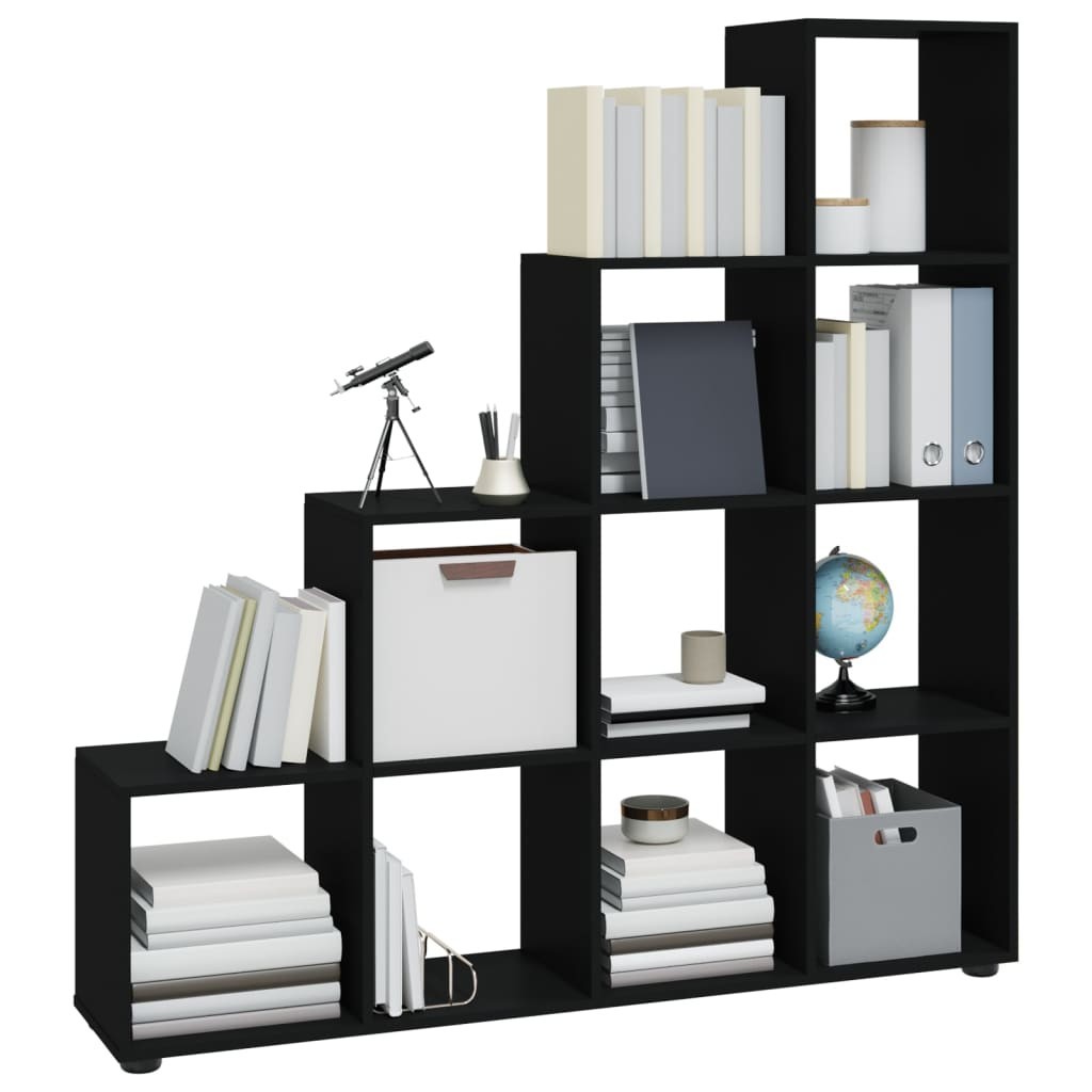 Libreria Nera 78,5x33x188,5 cm in Legno Multistrato