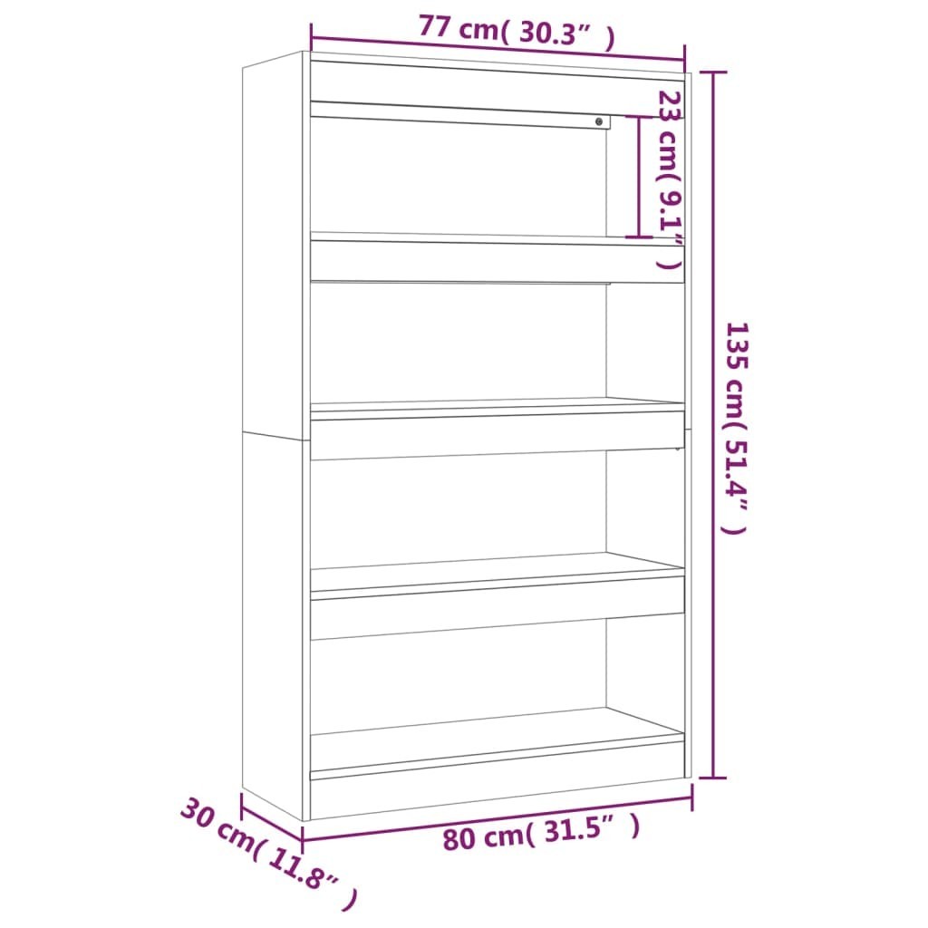 Libreria/Divisorio Rovere Marrone 80x30x135 cm in Truciolato