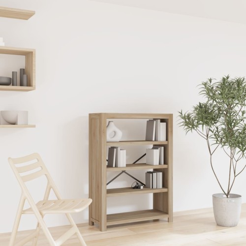 Libreria a 4 Ripiani 80x30x110 cm in Legno Massello di Acacia