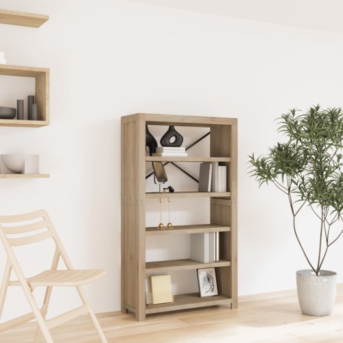 Libreria a 5 Ripiani 80x30x140 cm in Legno Massello di Acacia