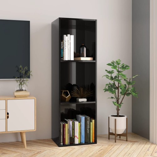 Libreria/Mobile TV Nero Lucido 36x30x114 cm in Truciolato