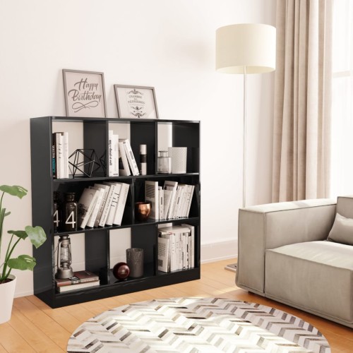 Libreria Nera Lucida 97,5x29,5x100 cm in Truciolato