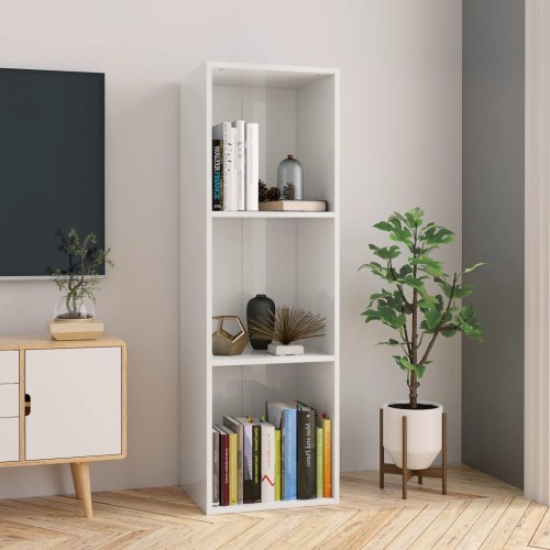 Libreria/Mobile TV Bianco Lucido 36x30x114 cm in Truciolato