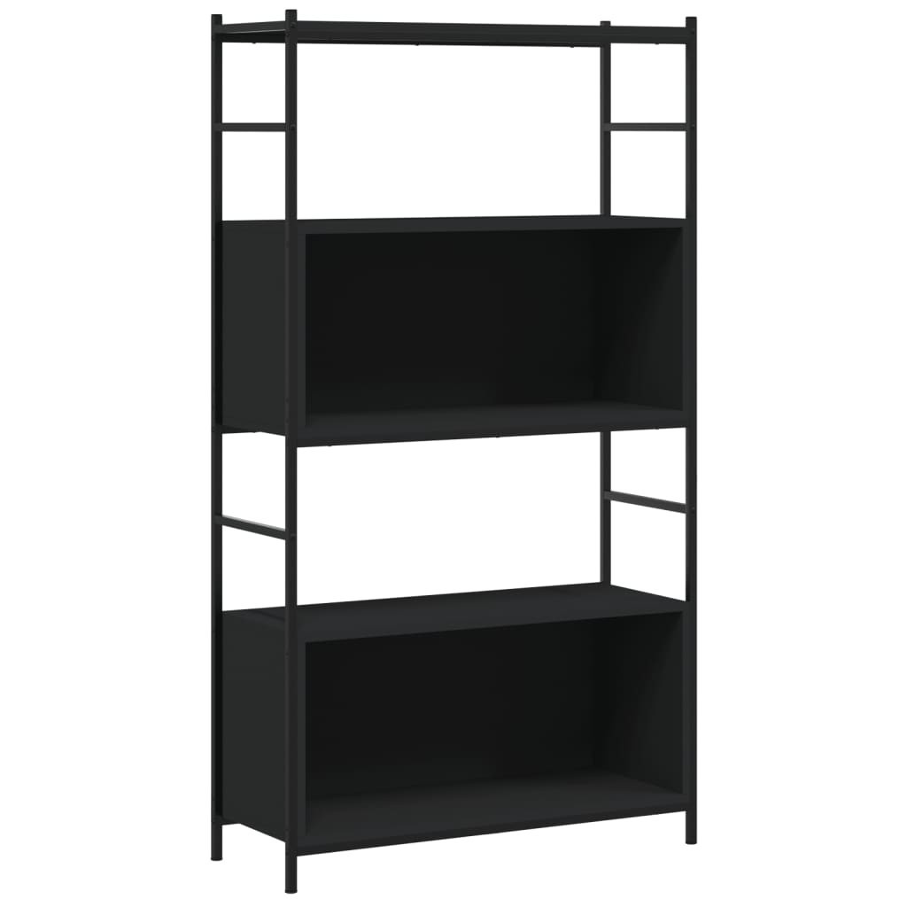 Libreria Nera 80x30x145,5 cm in Legno Multistrato e Ferro