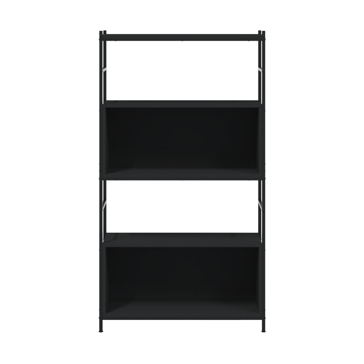 Libreria Nera 80x30x145,5 cm in Legno Multistrato e Ferro