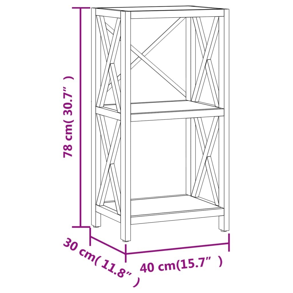 SCAFFALE A 3 RIPIANI IN LEGNO MASSELLO mod. VELINO