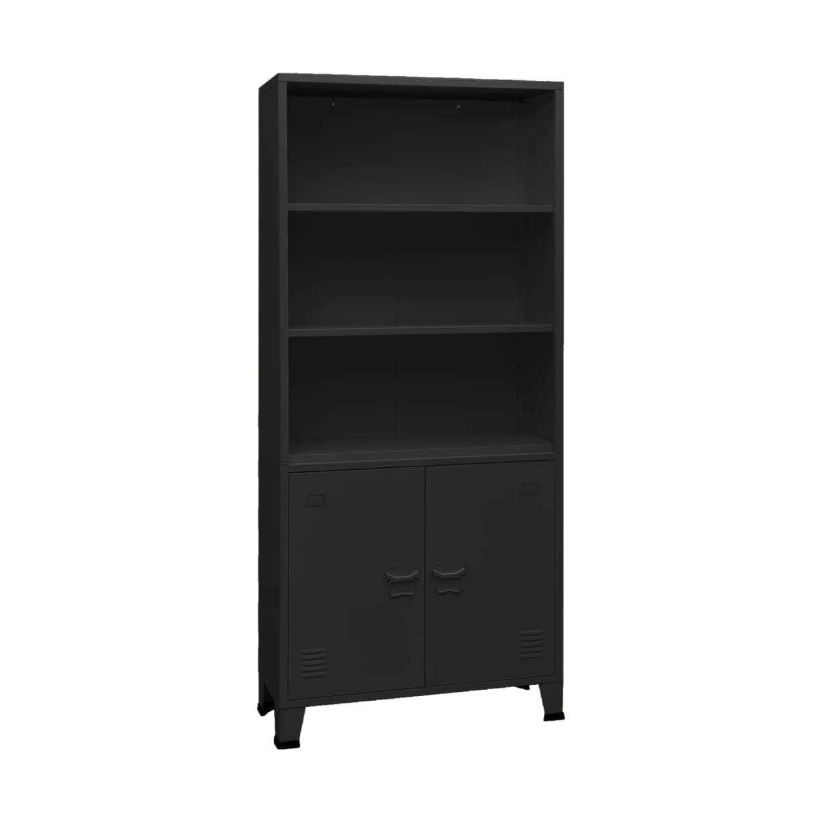 Libreria Industriale Nera 80x32x180 cm in Acciaio