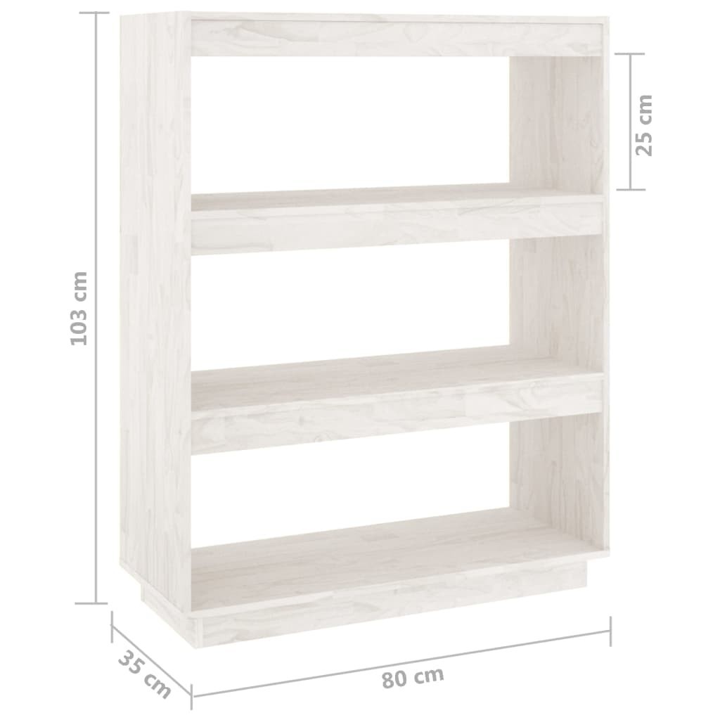 Libreria/Divisorio Bianco 80x35x103 cm Legno Massello di Pino