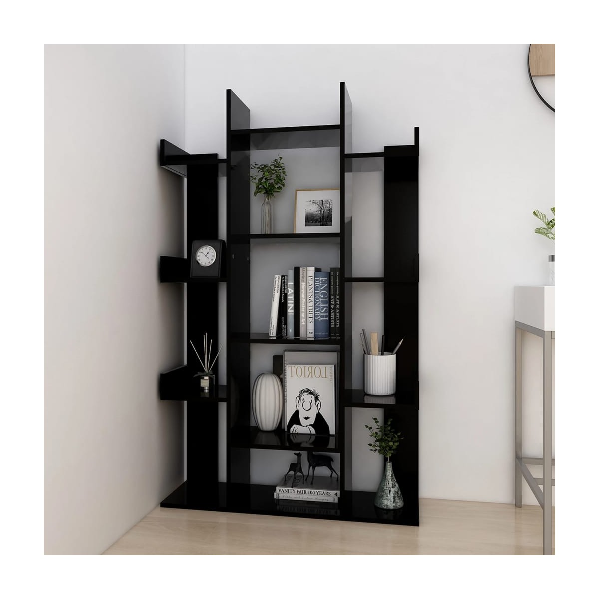 Libreria Nera 86x25,5x140 cm in Truciolato