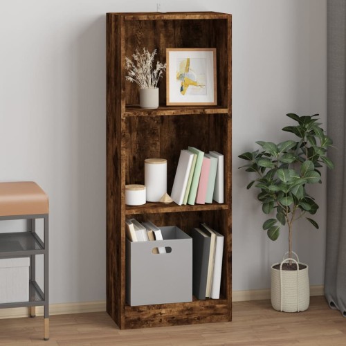 Libreria a 3 Ripiani Rovere Fumo 40x24x109 cm Legno Multistrato