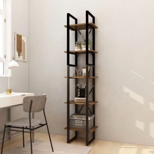 Libreria a 5 Ripiani Marrone 40x30x175 cm in Legno di Pino