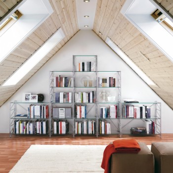 Libreria da parete in legno bianco opaco Gilmar