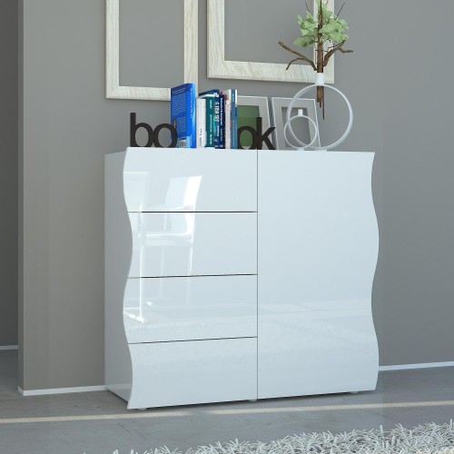 Credenza cucina moderna in MDF laccato bianco lucido Surf