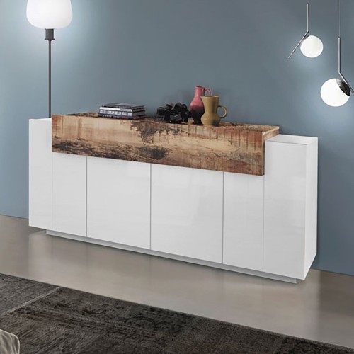 Credenza design moderno in MDF bianco lucido Krisen Maple