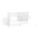 Credenza da cucina con 6 cassetti bianco lucido Surf F