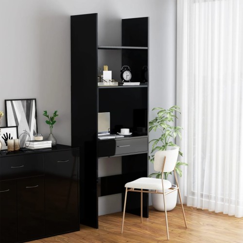 Libreria Nero Lucido 60x35x180 cm in Truciolato