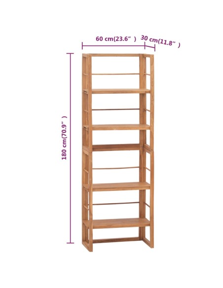 Scaffale 60x30x180 cm in Legno Massello di Teak