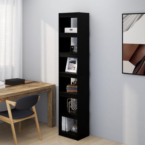 Libreria/Divisorio Nero 40x30x199 cm in Legno Massello di Pino