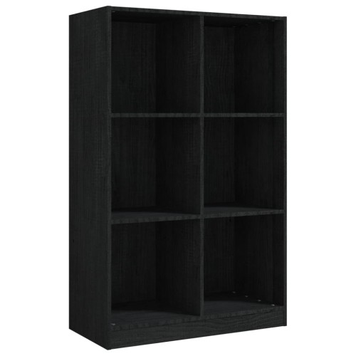 Libreria Nera 70x33x110 cm in Legno Massello di Pino