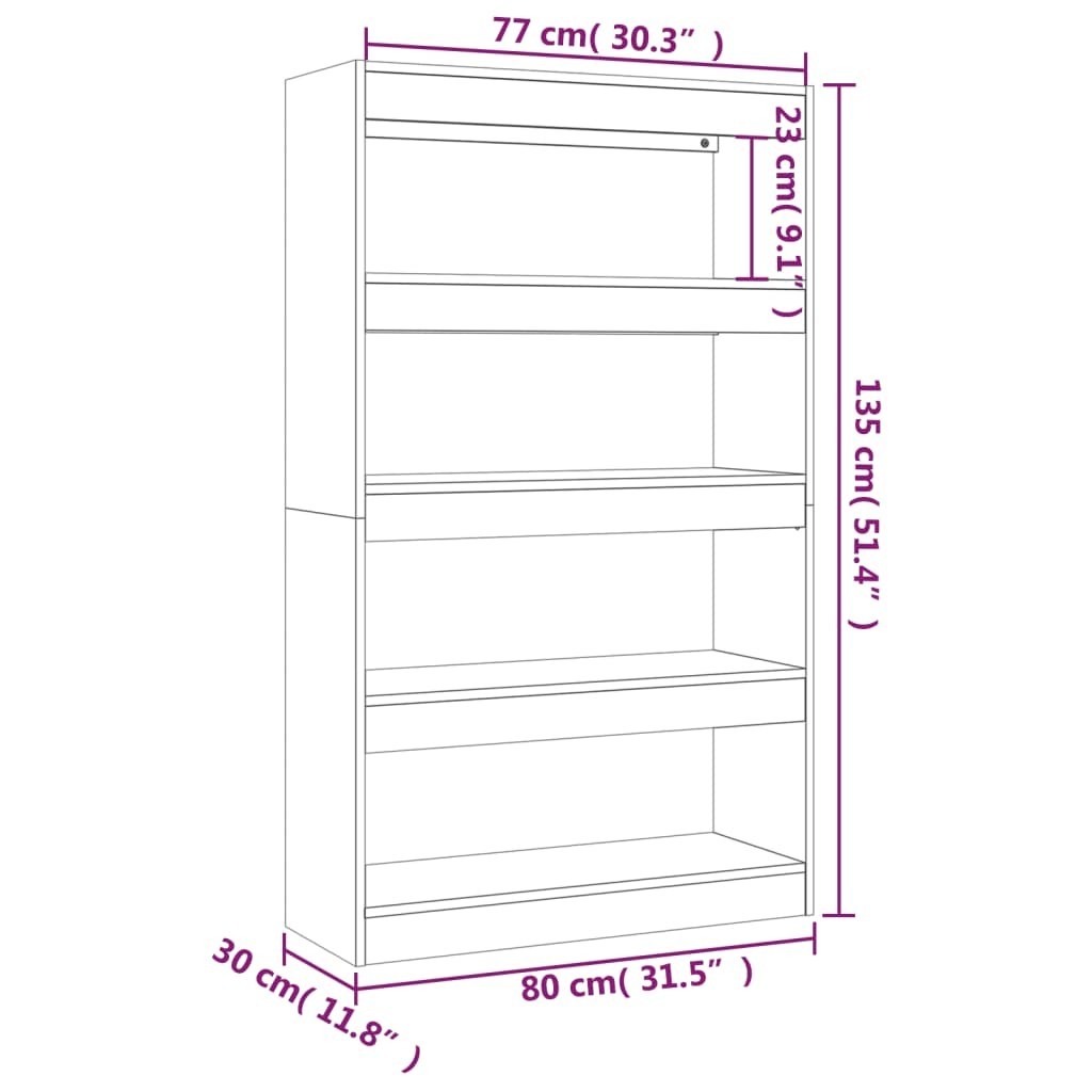 vidaXL Libreria/Divisorio Nero 80x30x198 cm in Truciolato