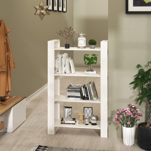 Libreria/Divisorio Bianco 80x35x125 cm Legno Massello di Pino